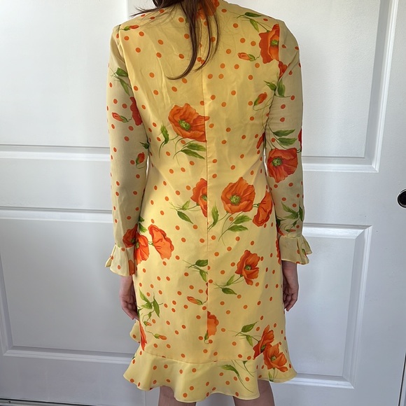 Vtg 60s 70s yellow POPPY orange dress by Ruth Chagnon size S M - Picture 8 of 9